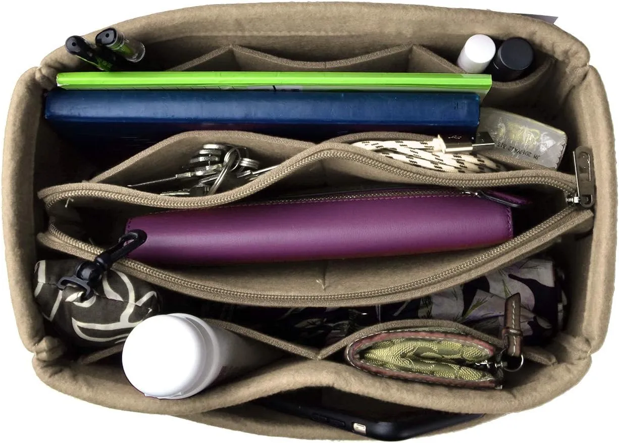 Felt Fabric Purse Handbag Organizer Insert Bag for Tote Bag Handbag (Large New, Beige New)