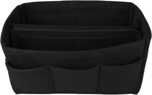 Felt Fabric Purse Handbag Organizer Insert Bag for Tote Bag Handbag (Large New, Black New)