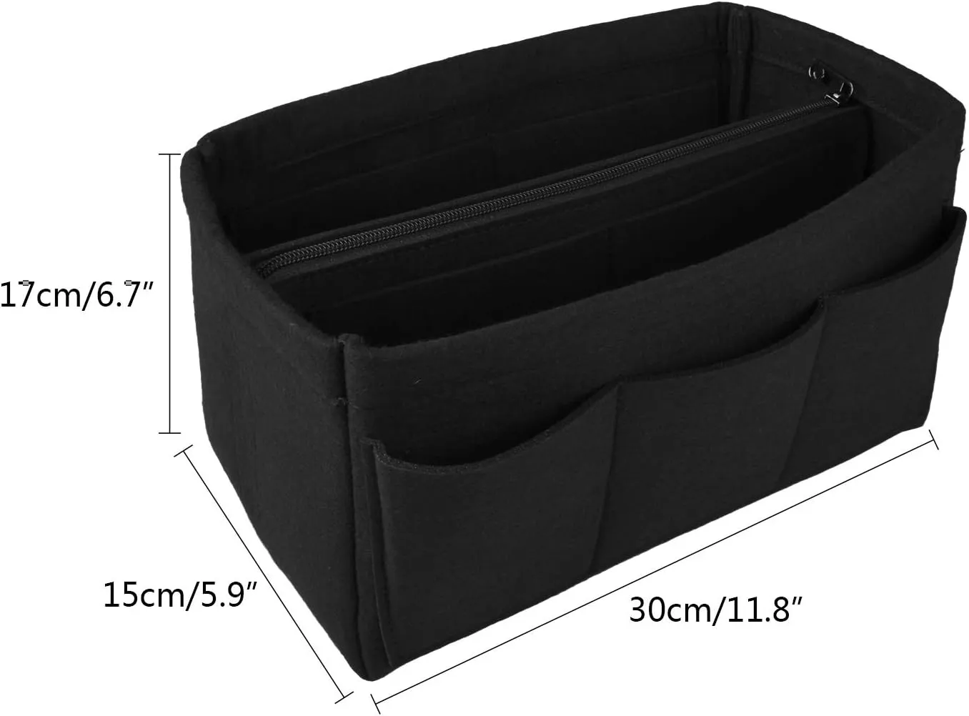 Felt Fabric Purse Handbag Organizer Insert Bag for Tote Bag Handbag (Large New, Black New)