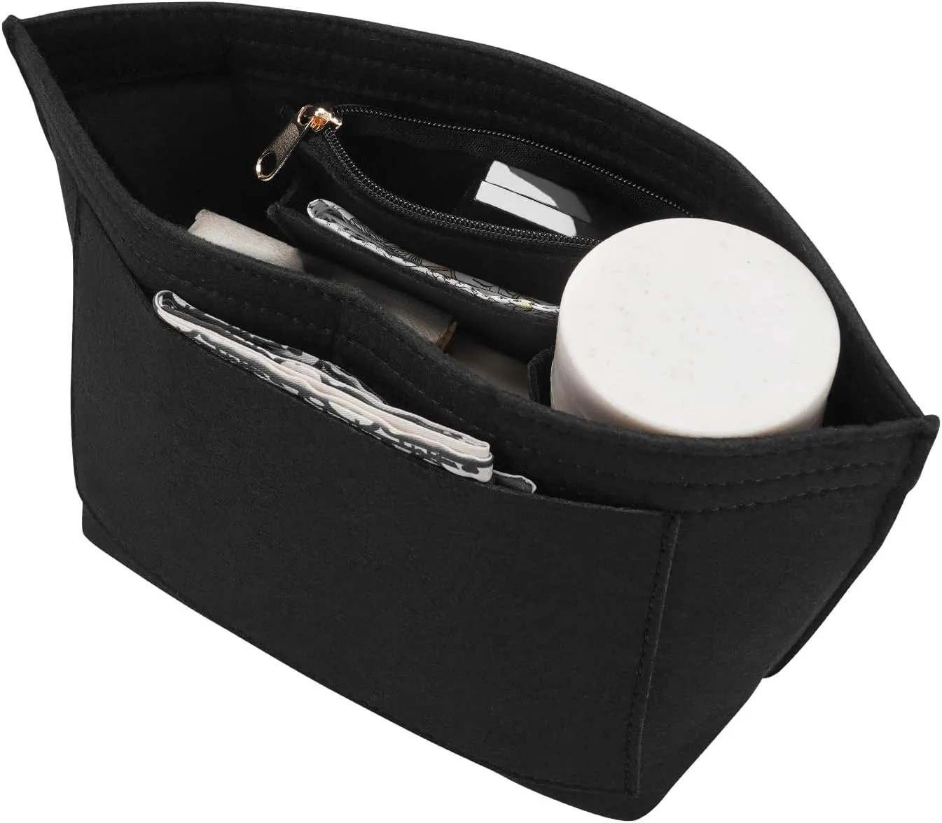 Felt Purse Organizer Insert for Longchamp Le Pliage M Handbag Insert (Medium, Black)