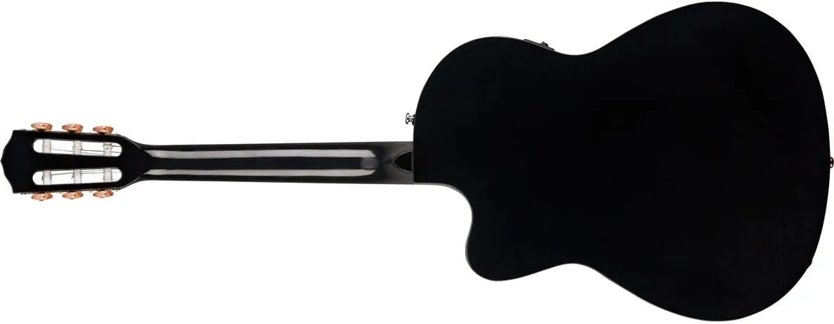 Fender CN-140SCE Thinline Concert Nylon String Acoustic Guitar, with 2-Year Warranty, Black, with Case