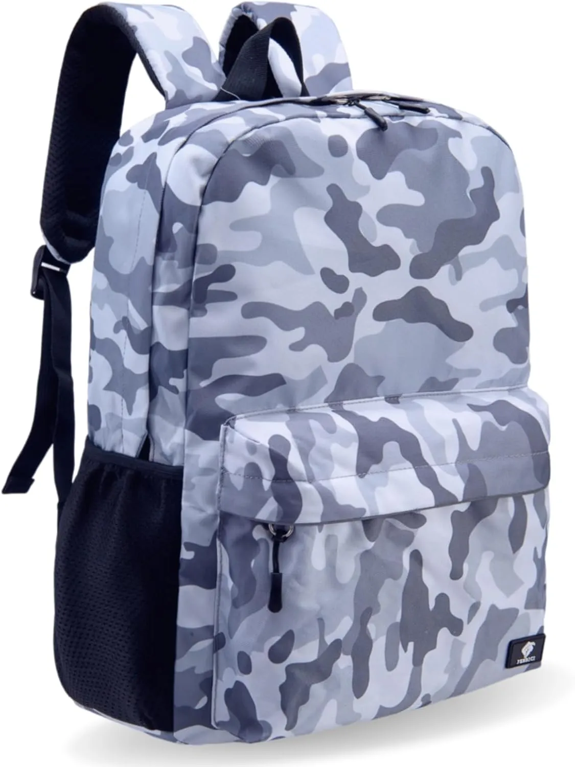 Fenrici Camo Backpack for Boys, Girls, Kids, Durable Kids' Backpack for School with Multiple Compartments, Bookbags with Padded Laptop Compartment, Camouflage, Grey, 17 Inch