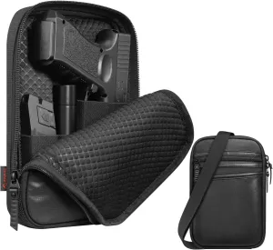 FINPAC Concealed Carry Gun Pouch, Soft Pistol Case Fanny Pack Waist Belt Firearm Bag with Holster for Handgun, Air Gun, Men, Women