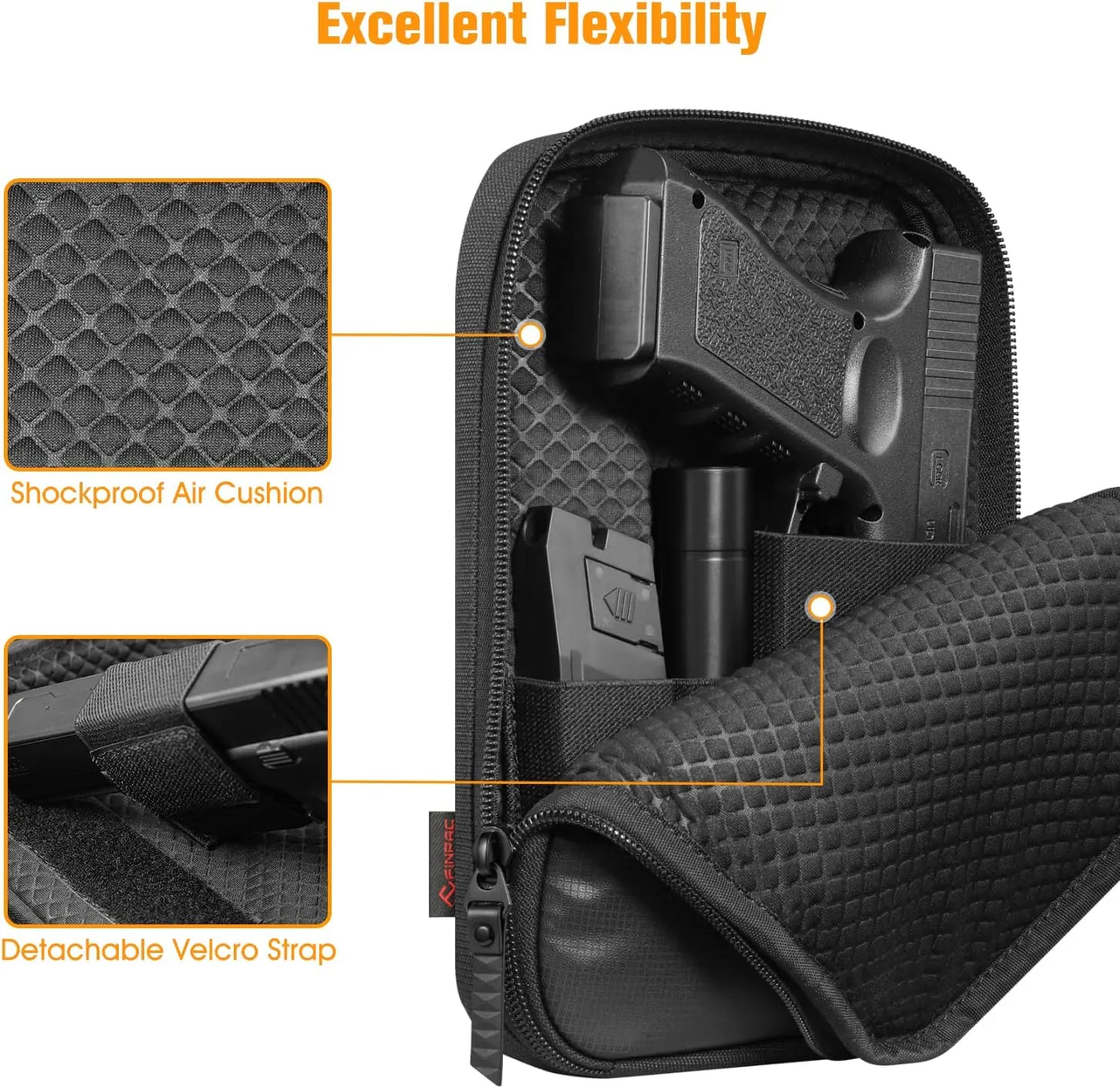 FINPAC Concealed Carry Gun Pouch, Soft Pistol Case Fanny Pack Waist Belt Firearm Bag with Holster for Handgun, Air Gun, Men, Women