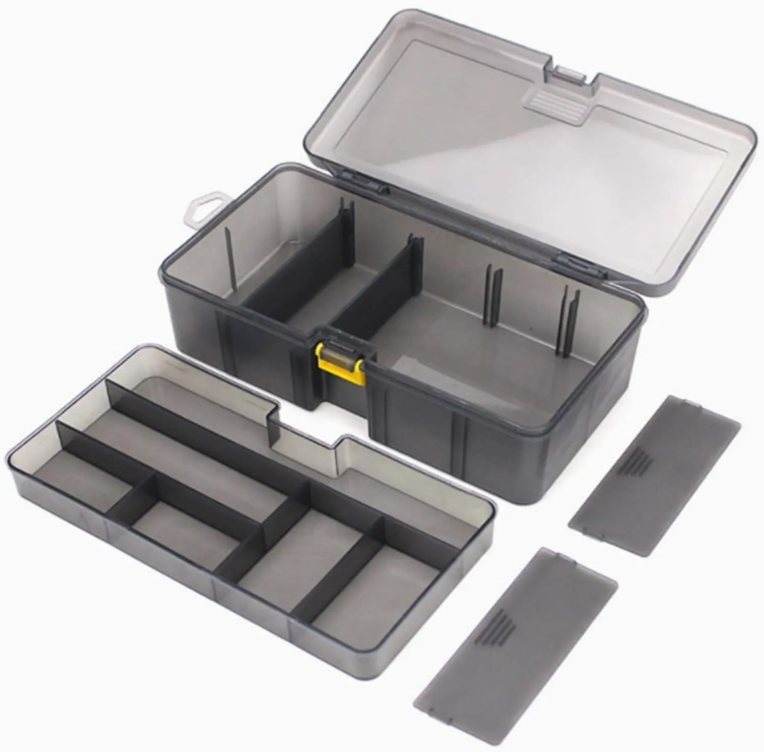 Fishing Organizer Fishing Tackle Box Stowaway Tray Tackle Box with Adjustable Dividers Plastic Storage Organizer All-Weather Fishing Lure Organizer