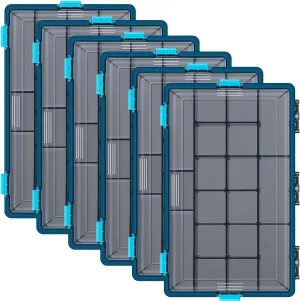 Fishing Tackle Boxes Waterproof 3700 Tackle Trays with Removable Dividers Plastic Storage Organizer Bait Vault Camouflage Box for Freshwater Saltwater (Blue)