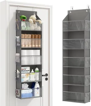 Fixwal 5-Shelf Over-The-Door Organizer with 10 Side Pockets, Large Capacity Hanging Storage Organizer for Bedroom Bathroom Nursery Kidroom Baby Essentials
