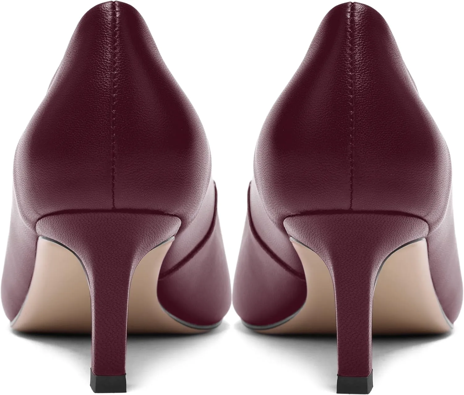 FOGEENA Womens Formal Office Comfortable Matte Leather Slip On Pointed Toe Kitten Low Heel Pumps Dressy Shoes 2 Inch