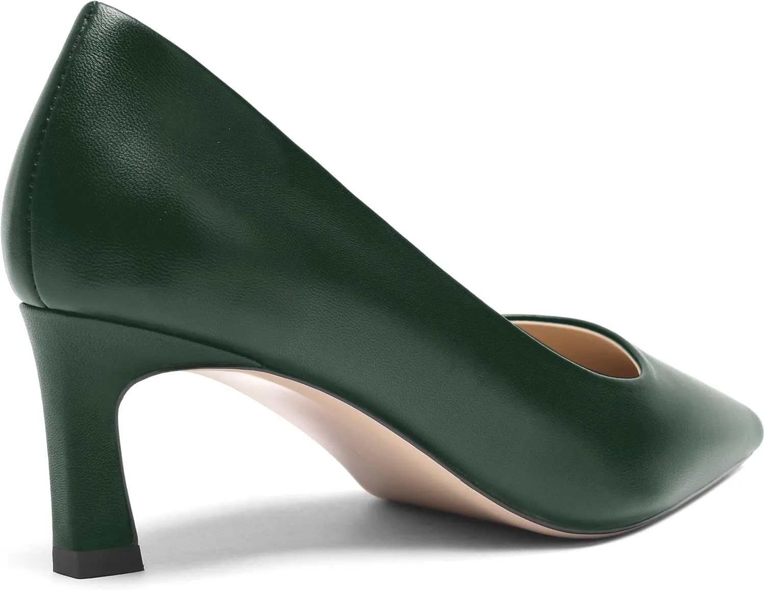 FOGEENA Womens Formal Office Comfortable Matte Leather Slip On Pointed Toe Kitten Low Heel Pumps Dressy Shoes 2 Inch
