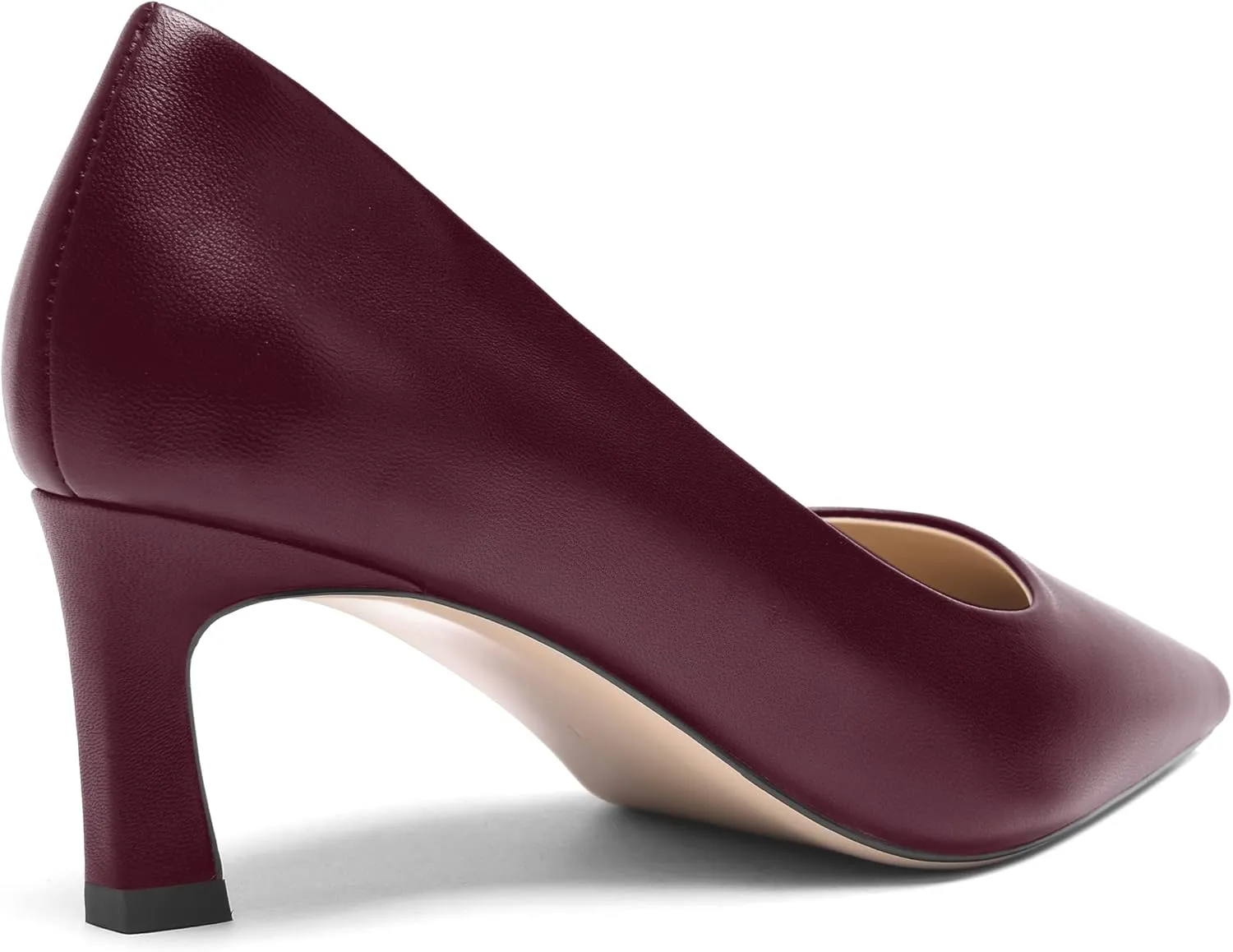 FOGEENA Womens Formal Office Comfortable Matte Leather Slip On Pointed Toe Kitten Low Heel Pumps Dressy Shoes 2 Inch