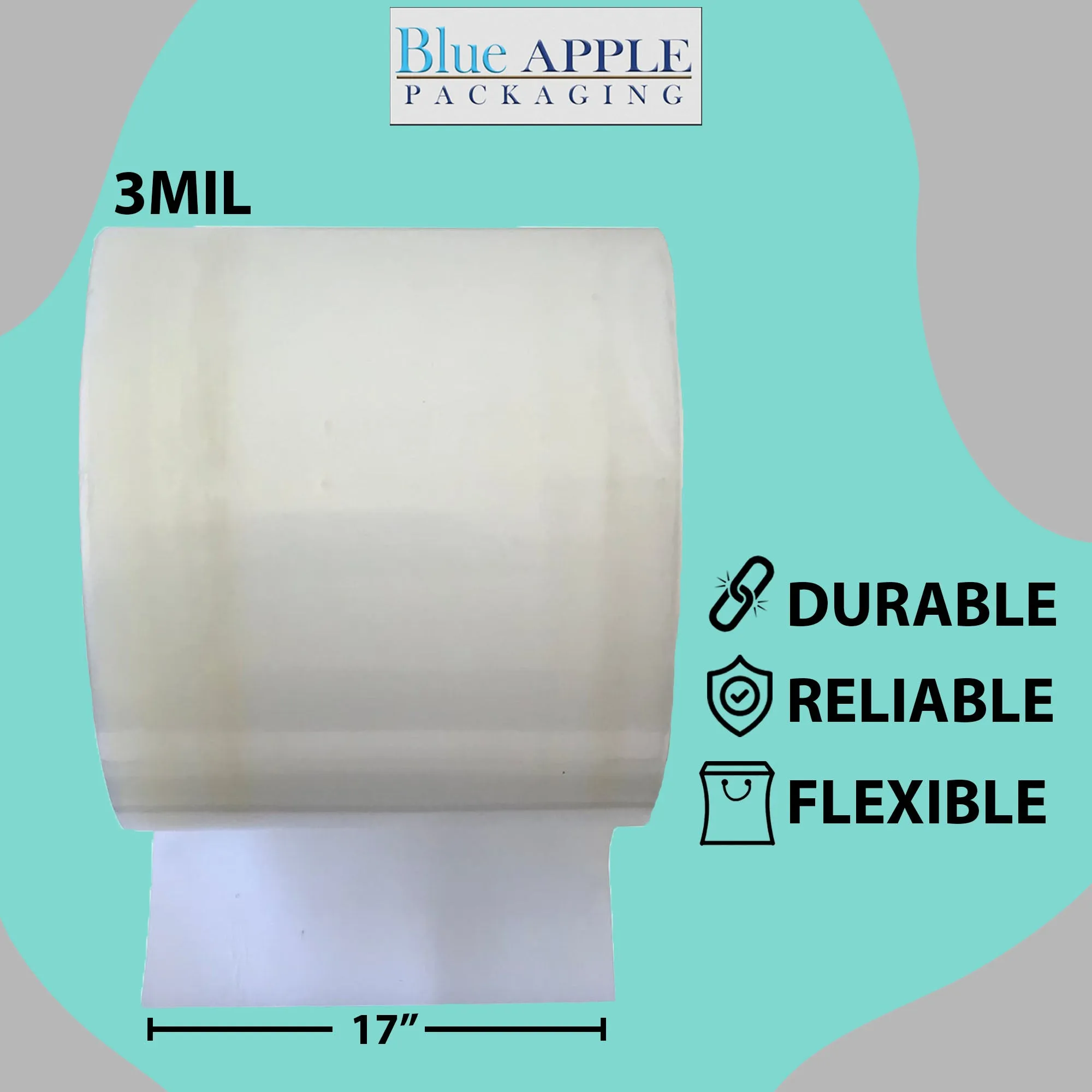 Food Grade Poly Tubing Roll Bags 3Mil 17x1450ft- Impulse Heat Sealer
