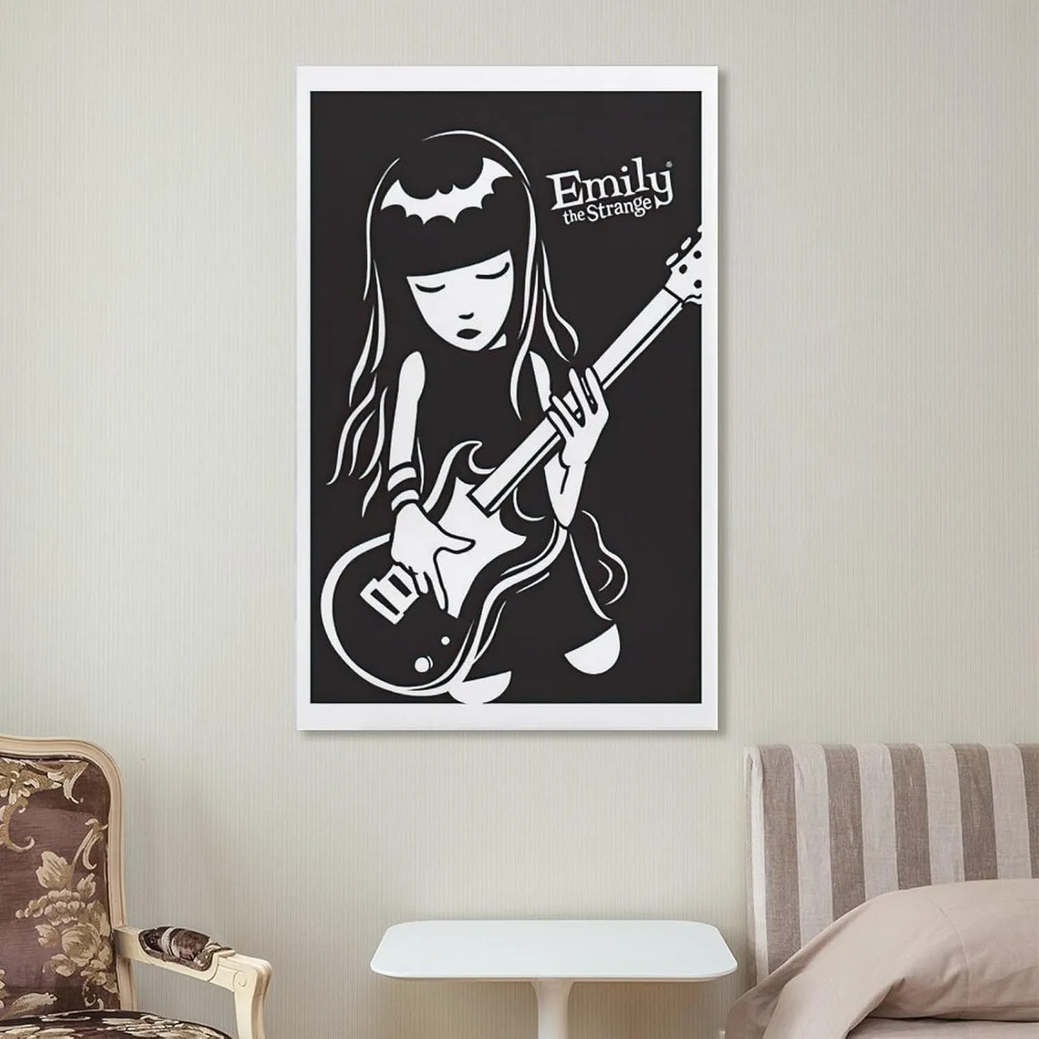 FOPCBN Emily The Strange Poster Bass Guitar Picture Canvas Print Decorative Art Canvas Painting Wall Art Poster for Bedroom Living Room Decor 20x30inch(50x75cm) Unframe-style