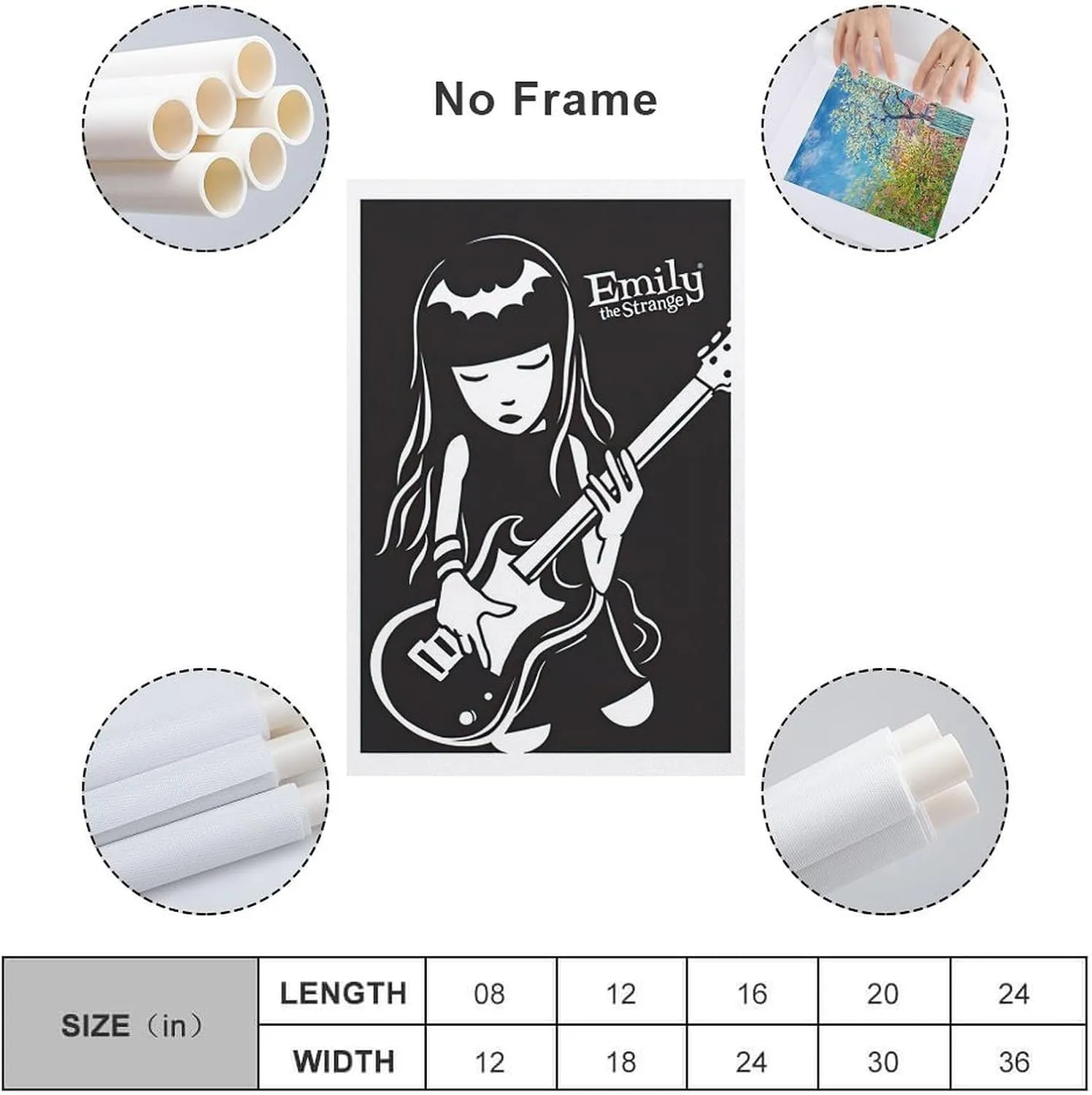 FOPCBN Emily The Strange Poster Bass Guitar Picture Canvas Print Decorative Art Canvas Painting Wall Art Poster for Bedroom Living Room Decor 20x30inch(50x75cm) Unframe-style
