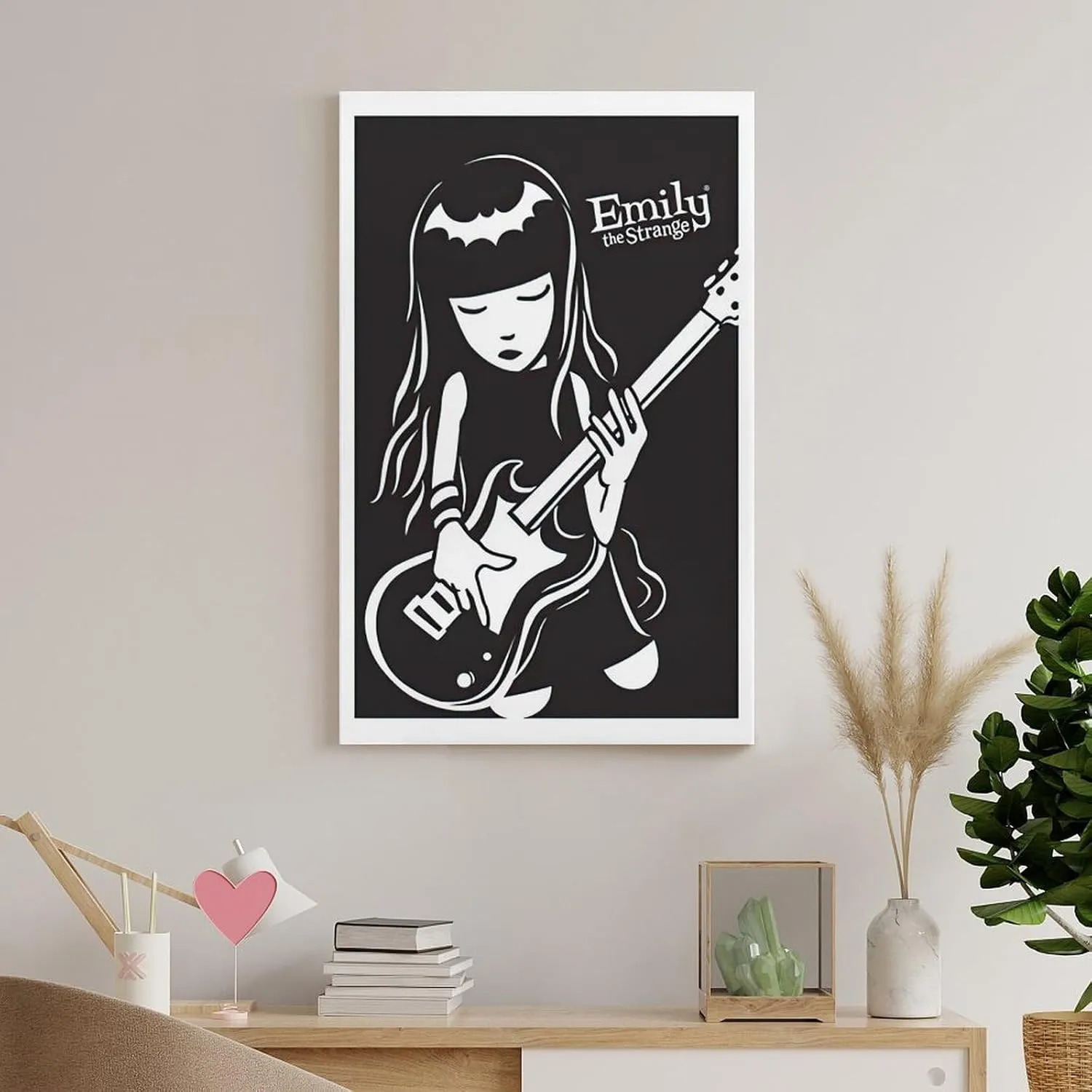 FOPCBN Emily The Strange Poster Bass Guitar Picture Canvas Print Decorative Art Canvas Painting Wall Art Poster for Bedroom Living Room Decor 20x30inch(50x75cm) Unframe-style
