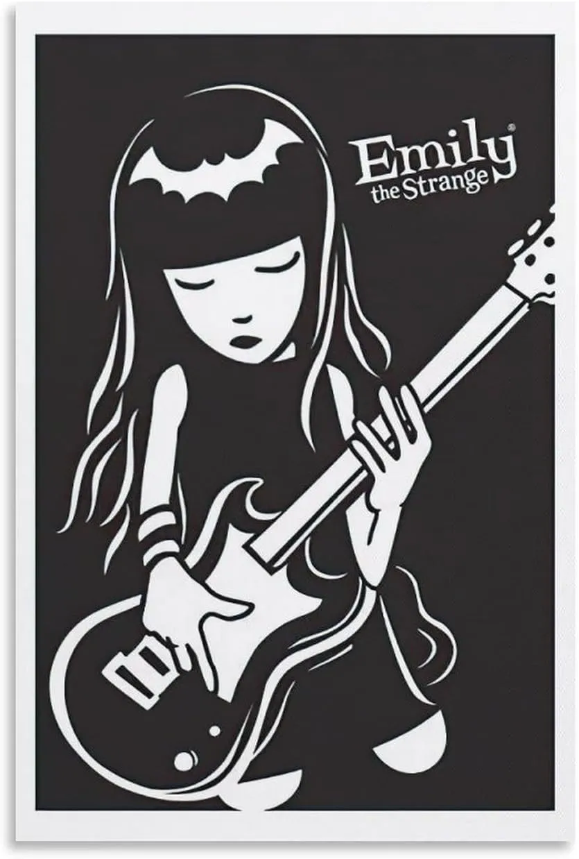 FOPCBN Emily The Strange Poster Bass Guitar Picture Canvas Print Decorative Art Canvas Painting Wall Art Poster for Bedroom Living Room Decor 20x30inch(50x75cm) Unframe-style