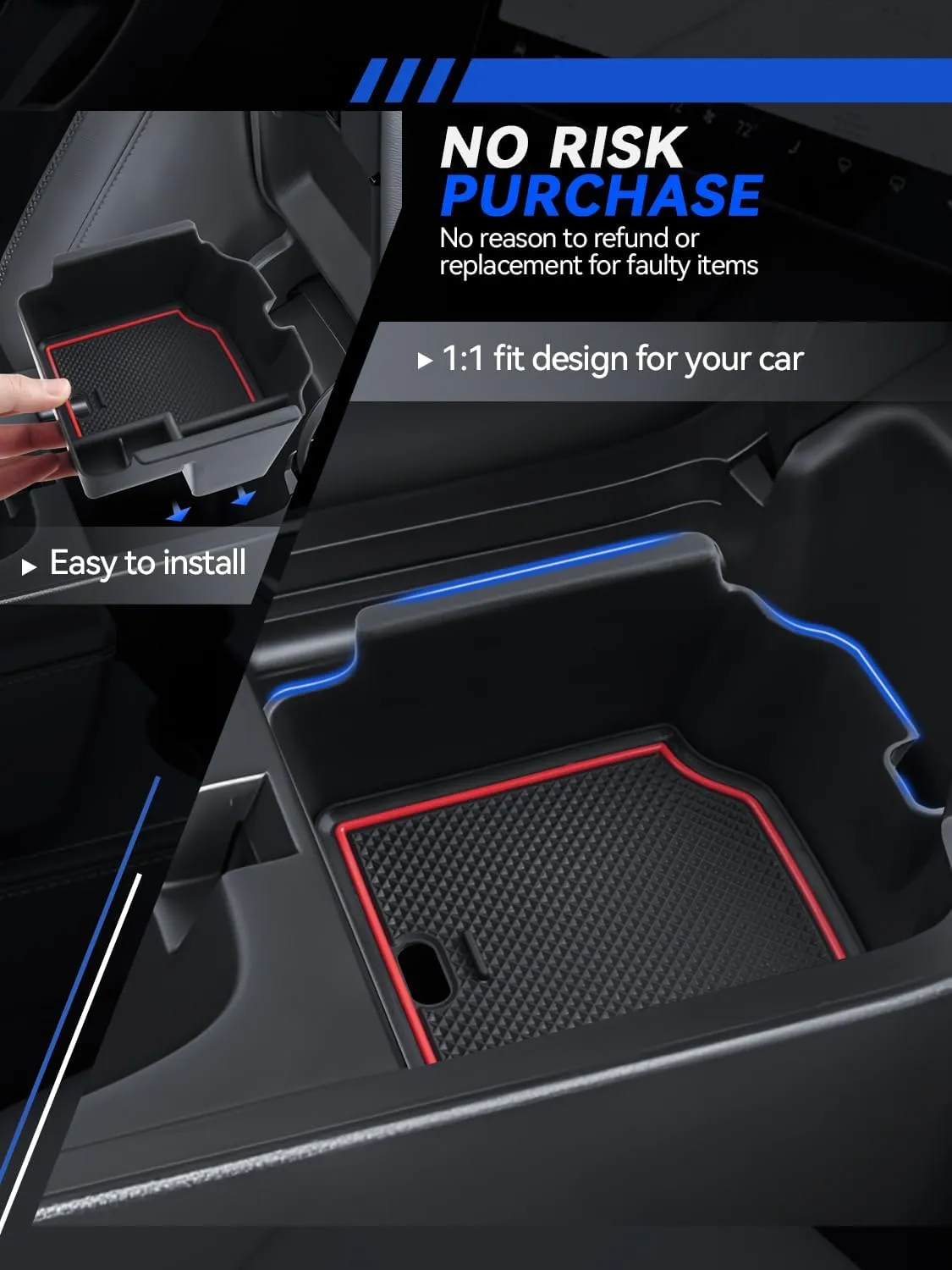 for Acura Integra Center Console Organizer 2023 2024 2025 Acura Integra Accessories Armrest Tray Middle Storage Box Insert Container Durable ABS Plastic