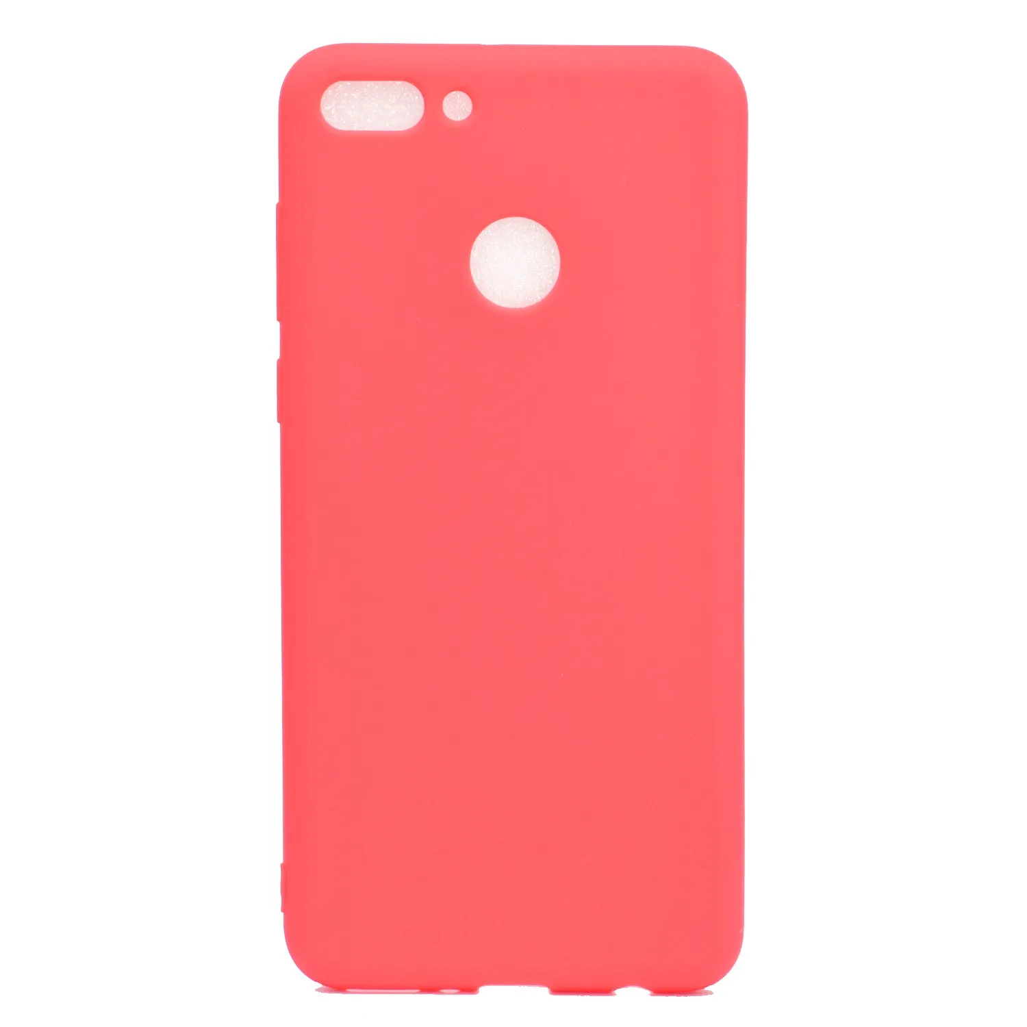 for HUAWEI Y9 2018 Lovely Candy Color Matte TPU Anti-scratch Non-slip Protective Cover Back Case dark pink