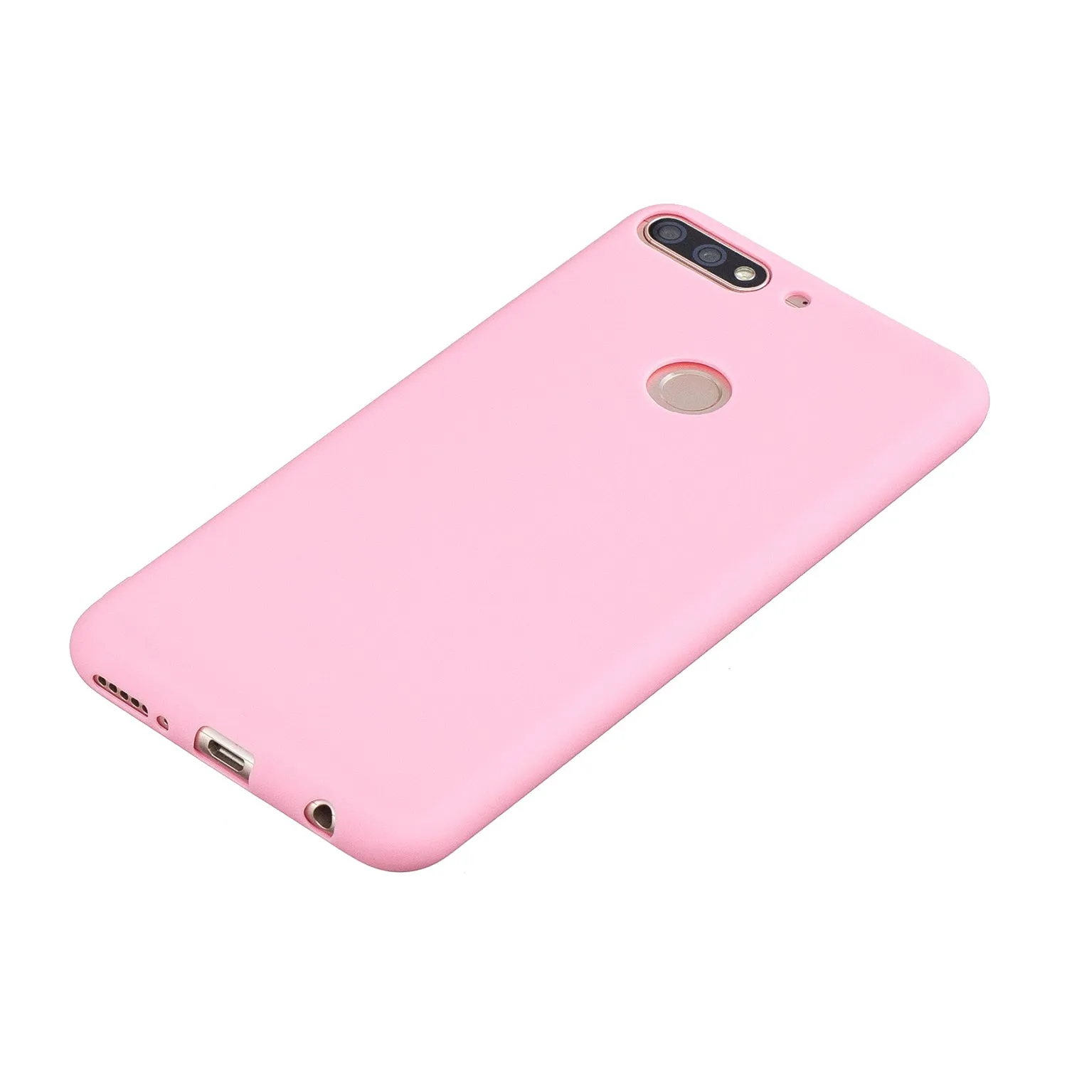 for HUAWEI Y9 2018 Lovely Candy Color Matte TPU Anti-scratch Non-slip Protective Cover Back Case dark pink