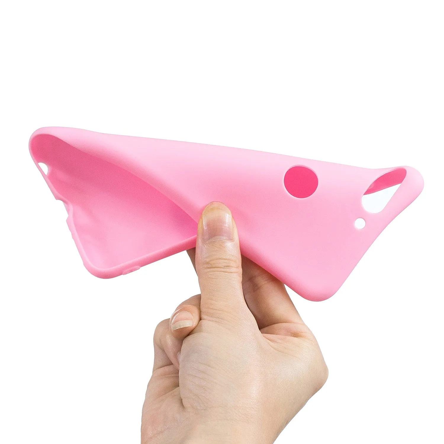 for HUAWEI Y9 2018 Lovely Candy Color Matte TPU Anti-scratch Non-slip Protective Cover Back Case dark pink
