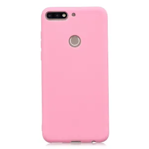 for HUAWEI Y9 2018 Lovely Candy Color Matte TPU Anti-scratch Non-slip Protective Cover Back Case dark pink