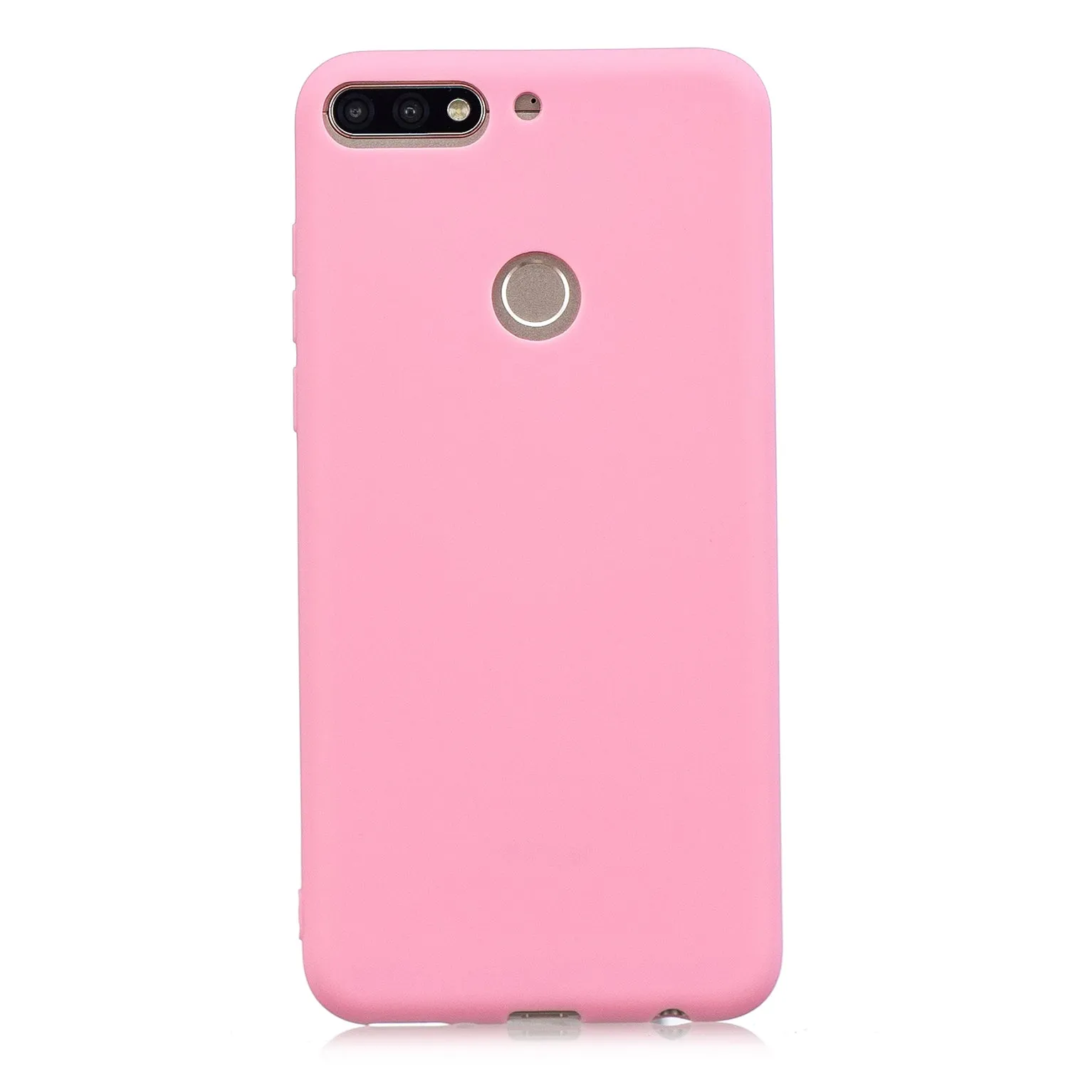 for HUAWEI Y9 2018 Lovely Candy Color Matte TPU Anti-scratch Non-slip Protective Cover Back Case dark pink