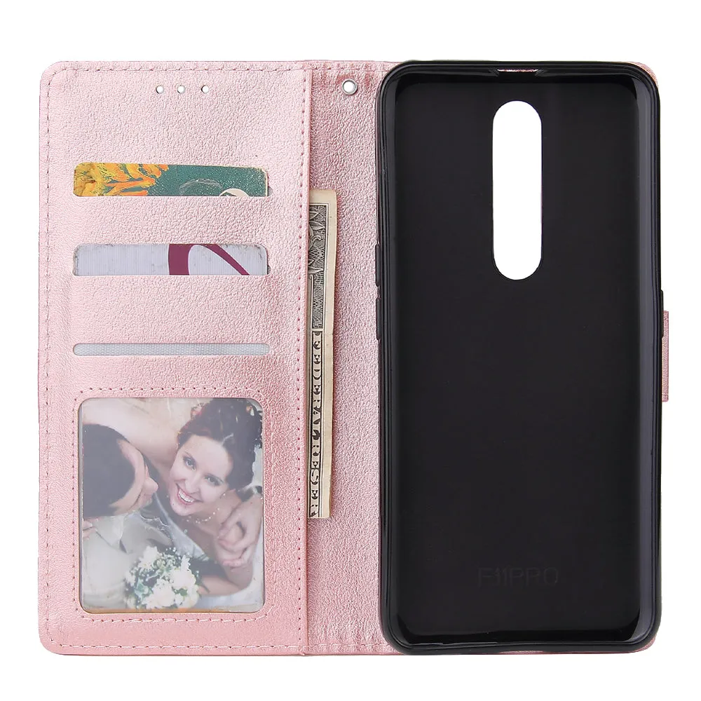 For OPPO F11 pro Wallet-type PU Leather Protective Phone Case with Buckle & 3 Card Position blue