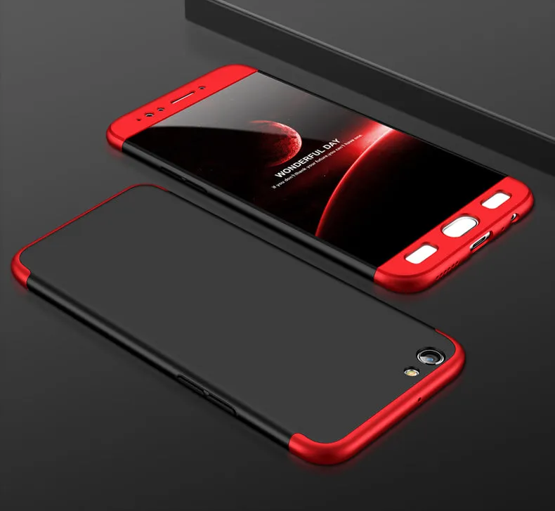 For OPPO F3/A77(International) Slim 3 in 1 Hybrid Hard Case Full Body 360 Degree Protection Back Cover Red black red