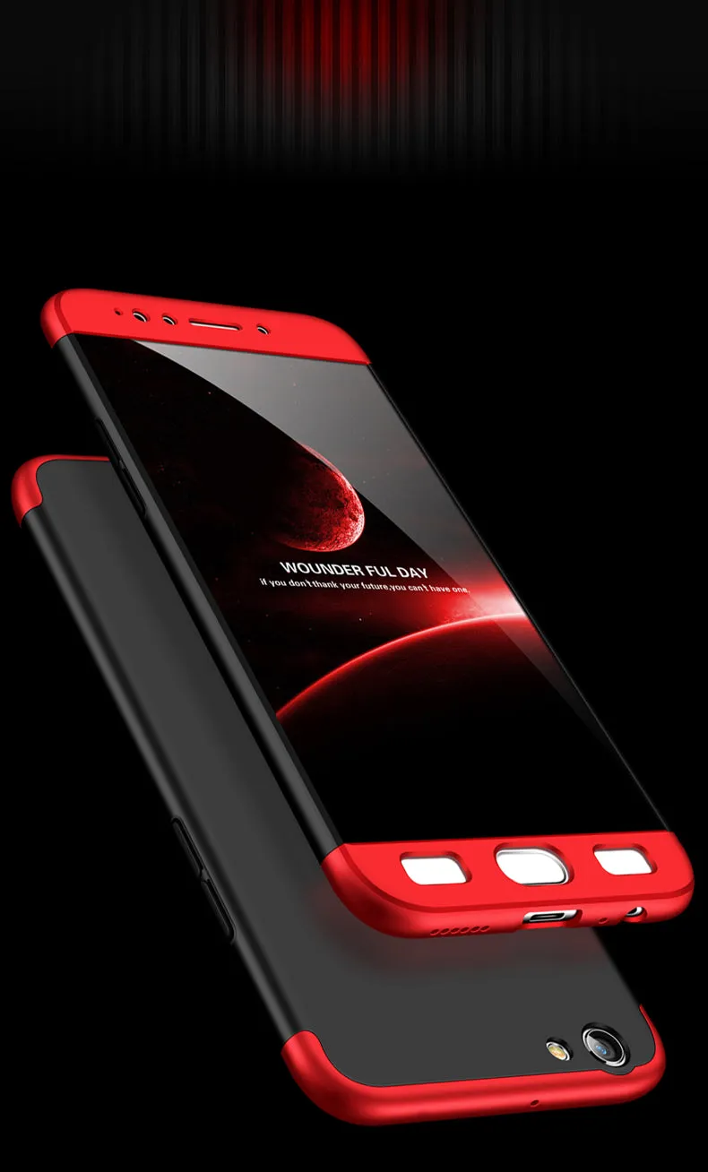 For OPPO F3/A77(International) Slim 3 in 1 Hybrid Hard Case Full Body 360 Degree Protection Back Cover Red black red