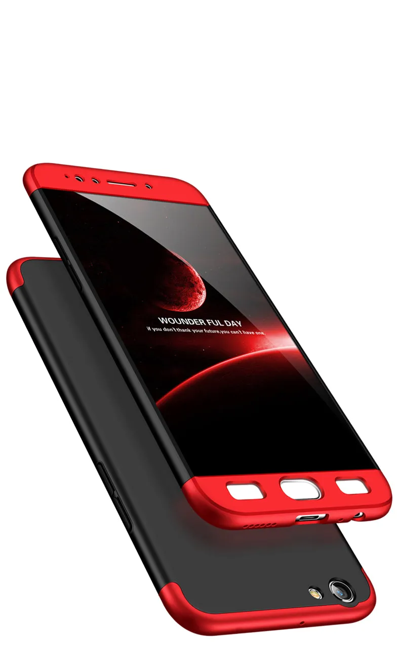 For OPPO F3/A77(International) Slim 3 in 1 Hybrid Hard Case Full Body 360 Degree Protection Back Cover Red black red