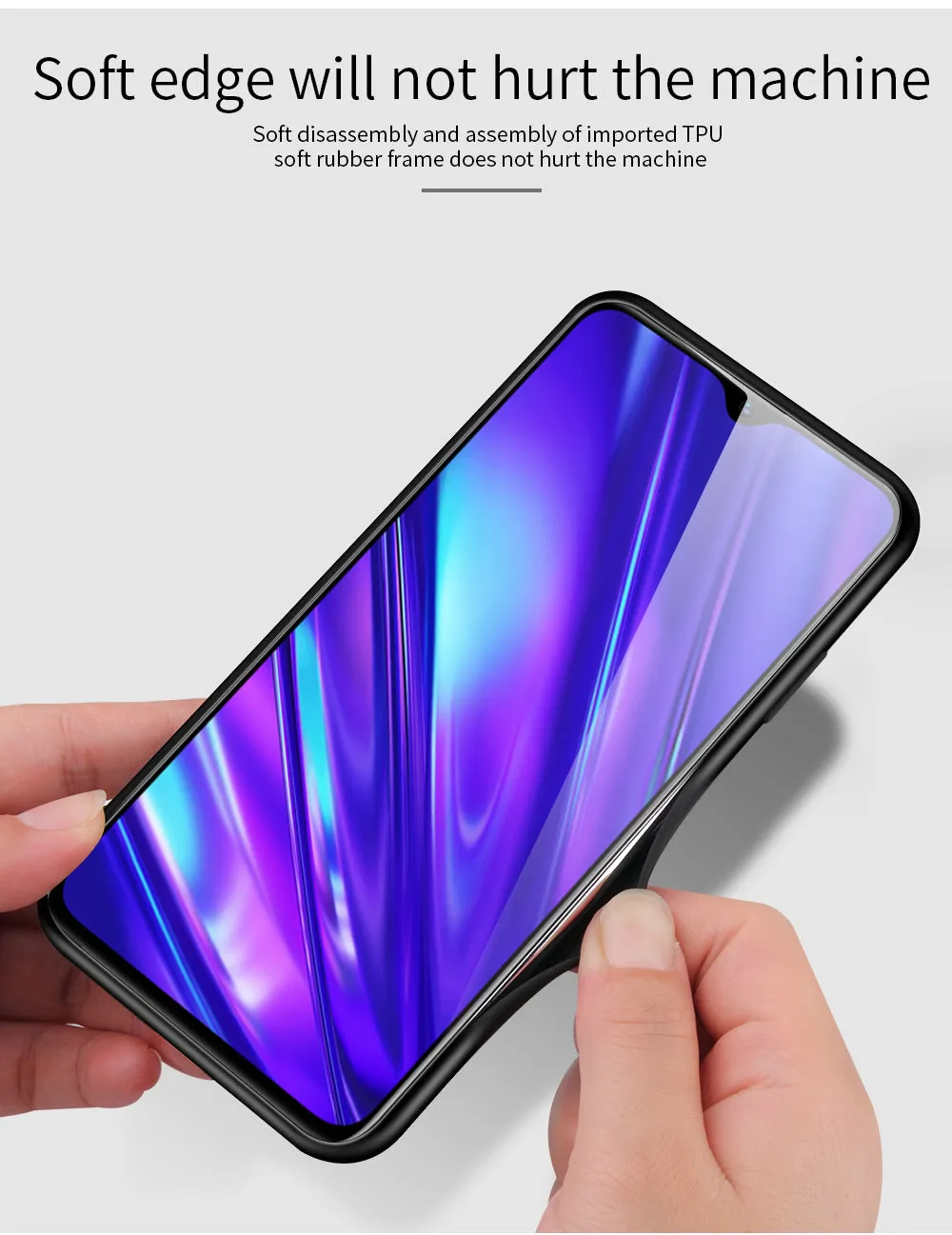 For OPPO Realme 3 Pro/Realme 5/Realme 5 Pro Mobile Shell Soft TPU Phone Case Glass Back Panel Gradient Design Overall Protective Shell Colorful nebula