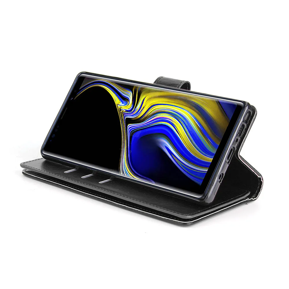 For Samsung Note 9 PU Full Protective Cover with 9 Card Slot Lanyard Bracket Buckle blue
