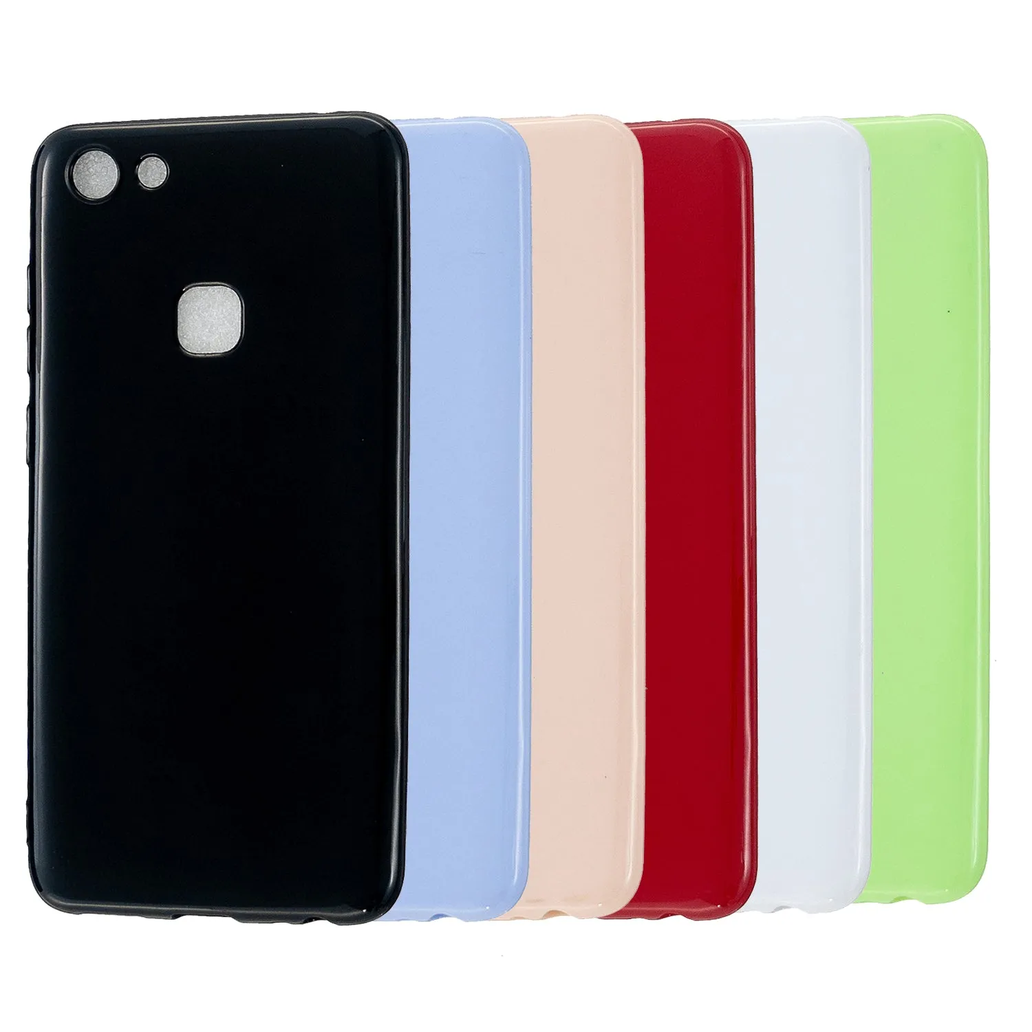 For VIVO Y75/Y79 Cellphone Case Glossy TPU Phone Shell Smartphone Soft Cover Heavy Duty Protection Bright black