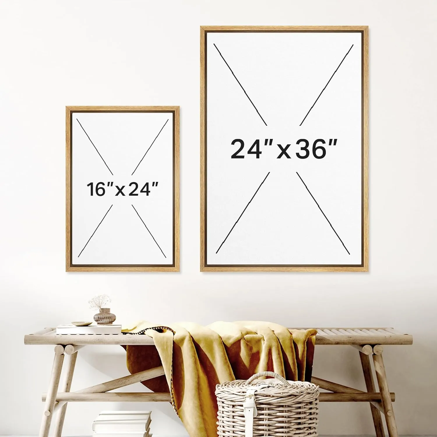 Framed Canvas Print Wall Art Set Joshua Tree Desert Landscape Road Trip Texas Nature Wilderness Photography Modern Art Decorative Minimalist Floral Botanical for Bedroom - 24"x36"x3 Natural