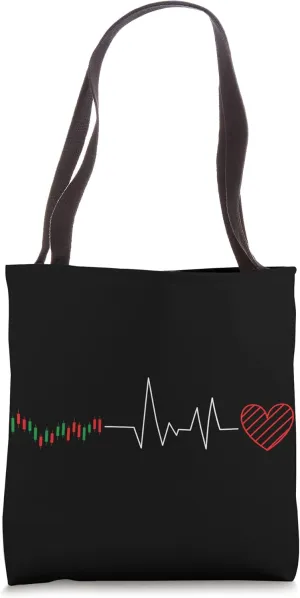 Funny Investing | Stock Trader | Stock Investor Heartbeat Tote Bag