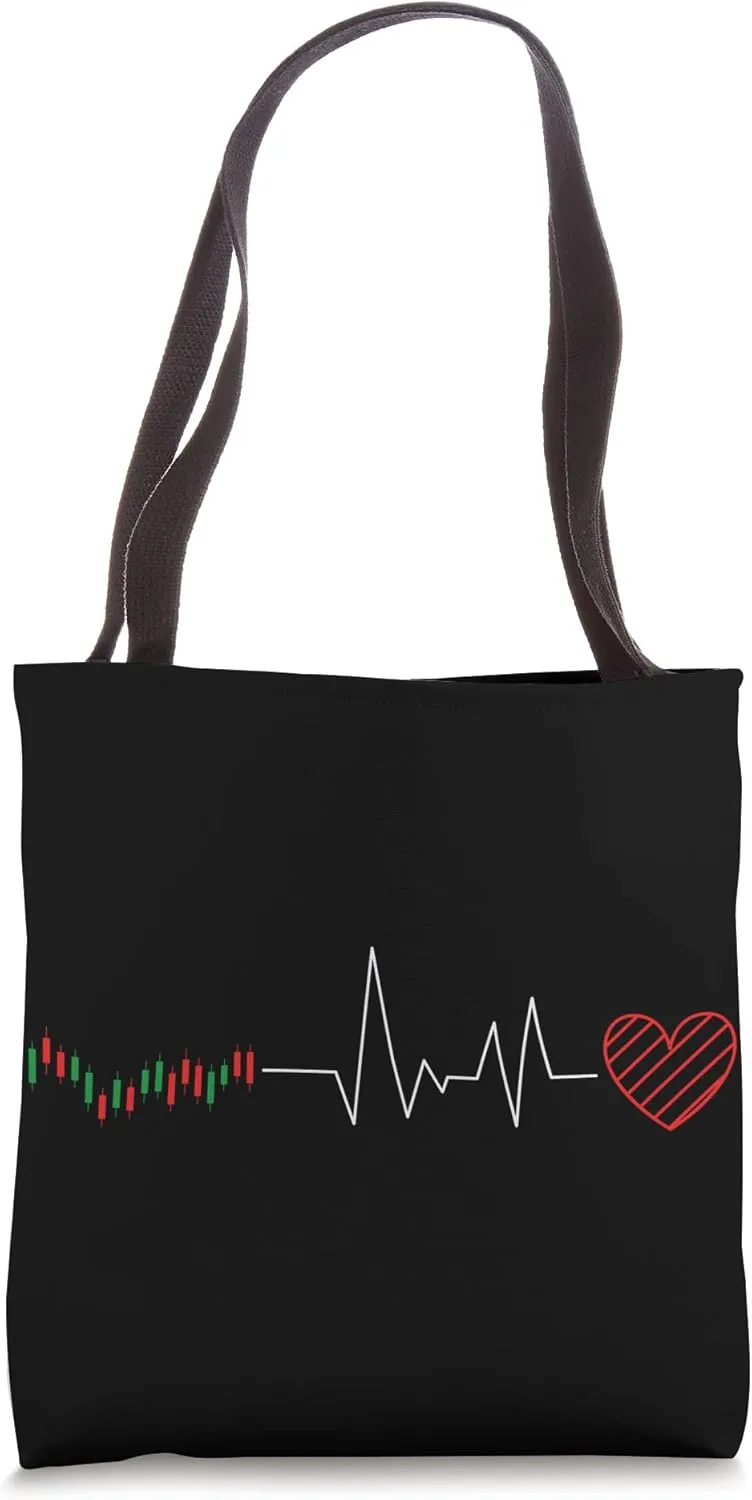 Funny Investing | Stock Trader | Stock Investor Heartbeat Tote Bag