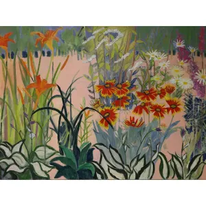 Gaillardia Lilies Daisies etc c-lb237 by Lila Bacon Floral Painting on Canvas