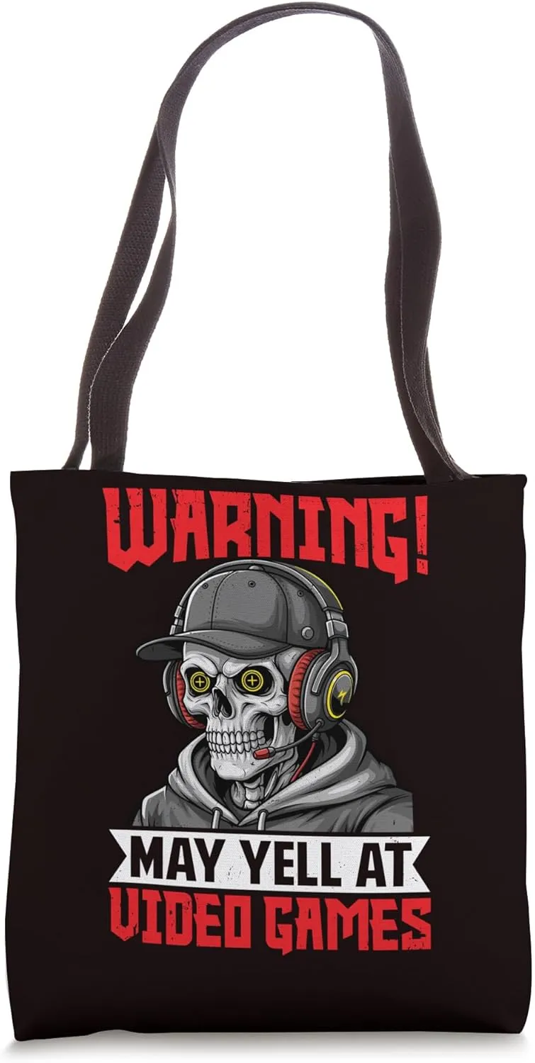 Gaming - Warning May Yell At Video Games Tote Bag