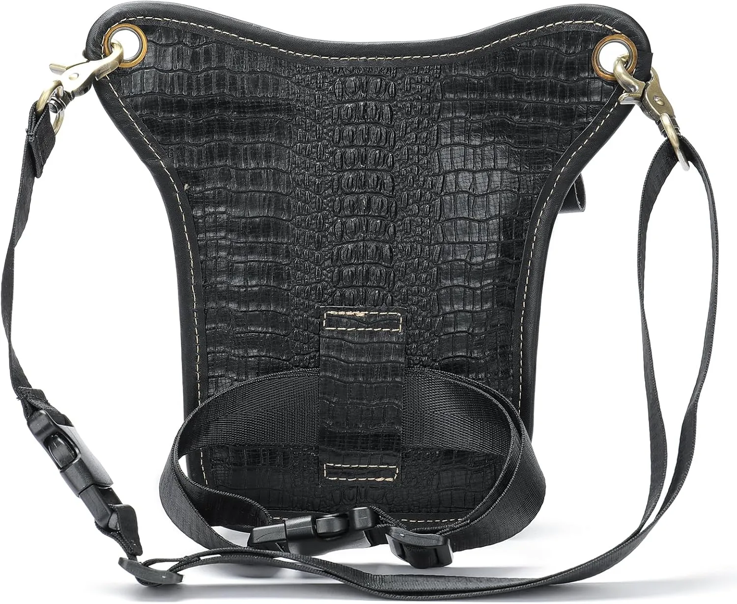 Genuine Leather Drop Leg Bag Motorcycle Thigh Purse Hip Pouch Waist Fanny Pack for Women Men Black