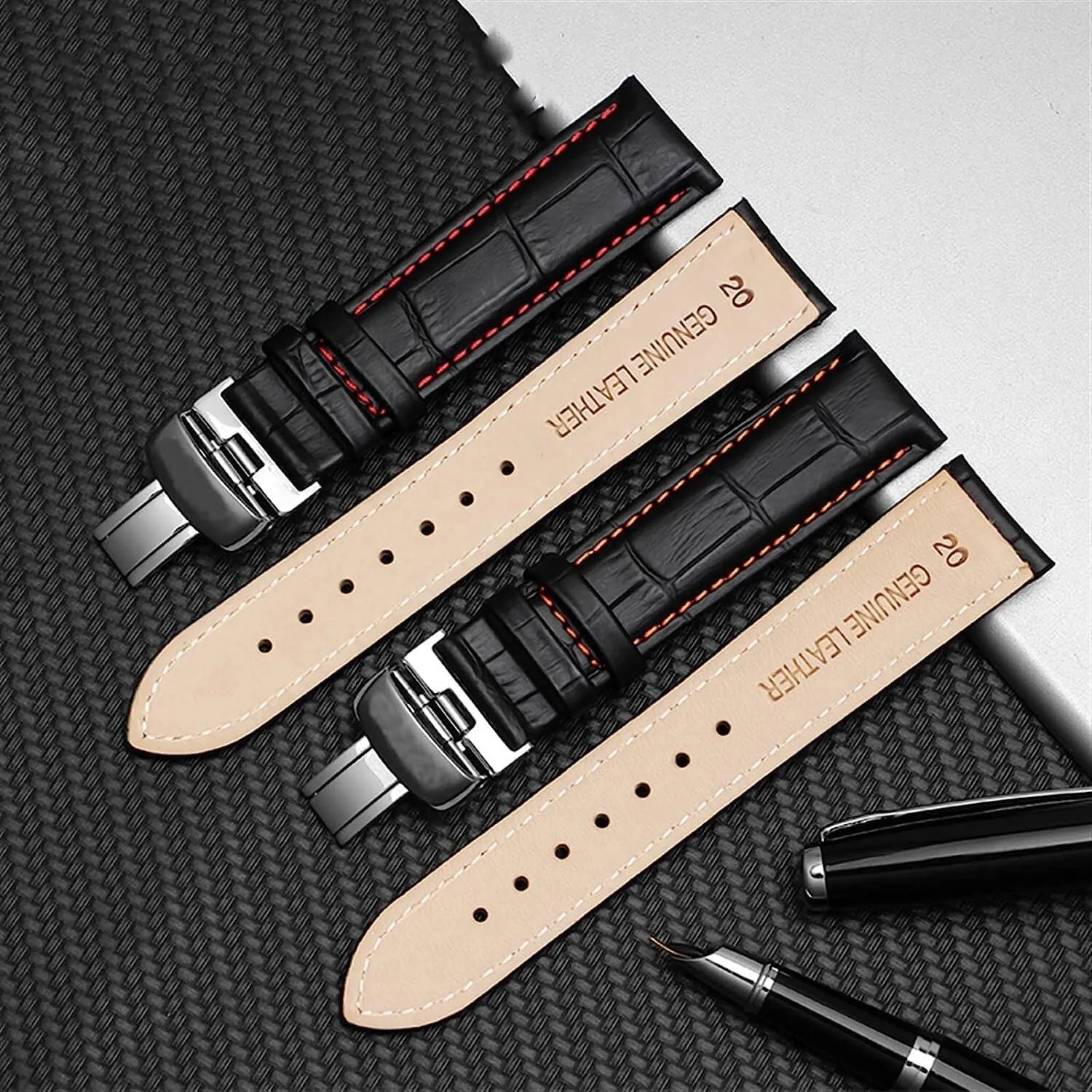 Genuine Leather watchband for Mido Multifort M005 M005930 Series Wristband with stainless Steel Butterfly Buckle