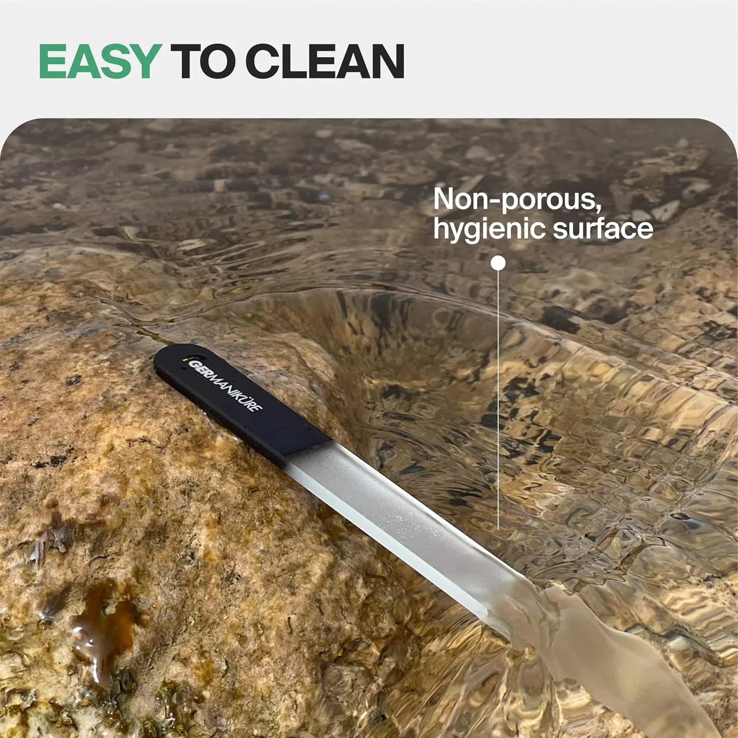 GERMANIKURE Czech Crystal Glass Nail File in Suede Leather Case - More Glitter Less Bitter - Professional Manicure & Pedicure Products for Smooth Easy Shaping of Natural Nails