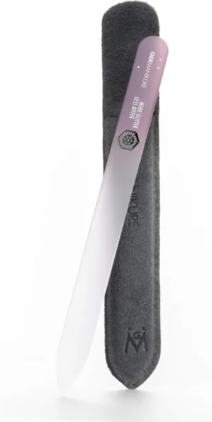 GERMANIKURE Czech Crystal Glass Nail File in Suede Leather Case - More Glitter Less Bitter - Professional Manicure & Pedicure Products for Smooth Easy Shaping of Natural Nails