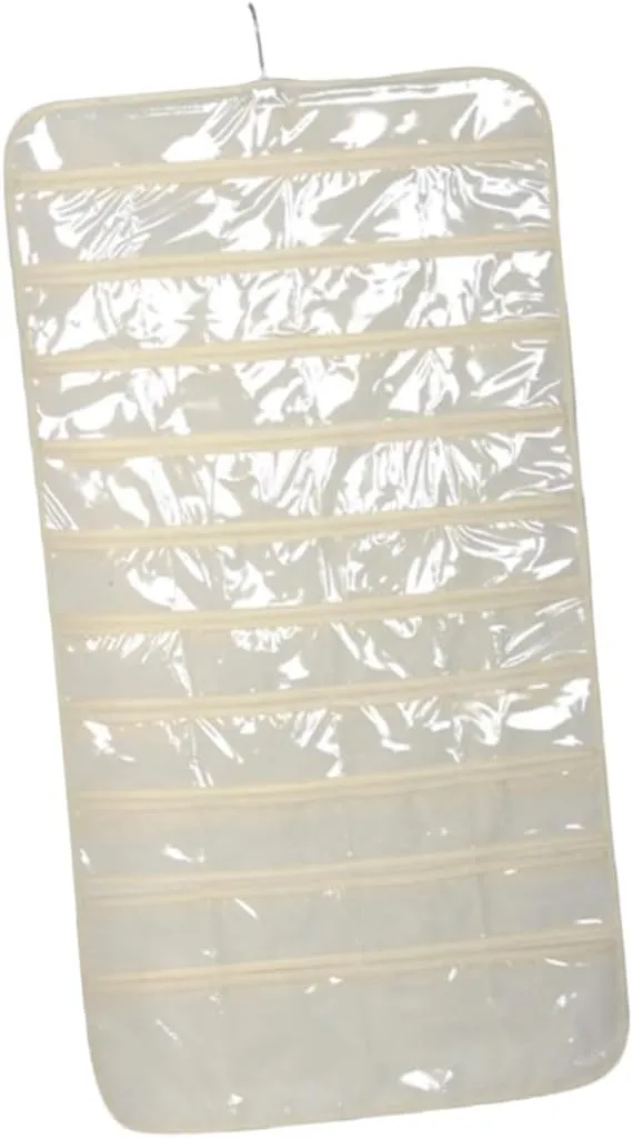 Gerrit Mini Pockets Clear Stand Fabric Earring Storage Pouch Hanging Jewelry Storage Bag Dual Flush Toilet Kit Necklaces Home Door Hanging Bag Foldable Miscellaneous Bag Travel