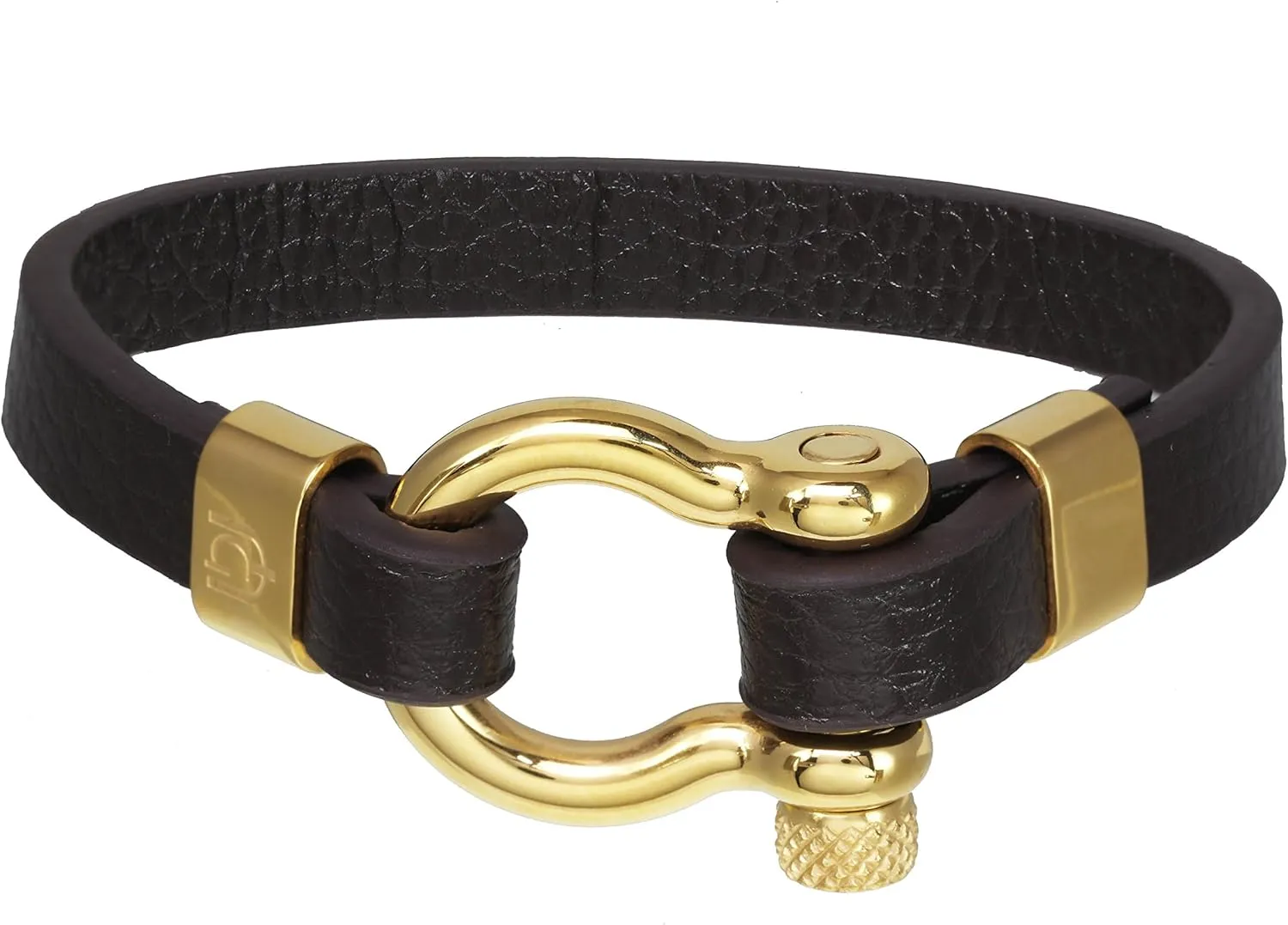 Giorgio Milano 1538SG3 IP Gold Stainless Steel with Genuine Brown Leather Bracelet