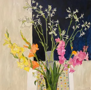 Gladiola C-LB347 Acrylic Flower Paintings by Acrylic Painting by Lila Bacon 08-2020 36x36