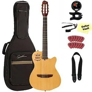 Godin Multiac Series-ACS Slim Cedar Nylon Guitar with Gig Bag Bundle Natural