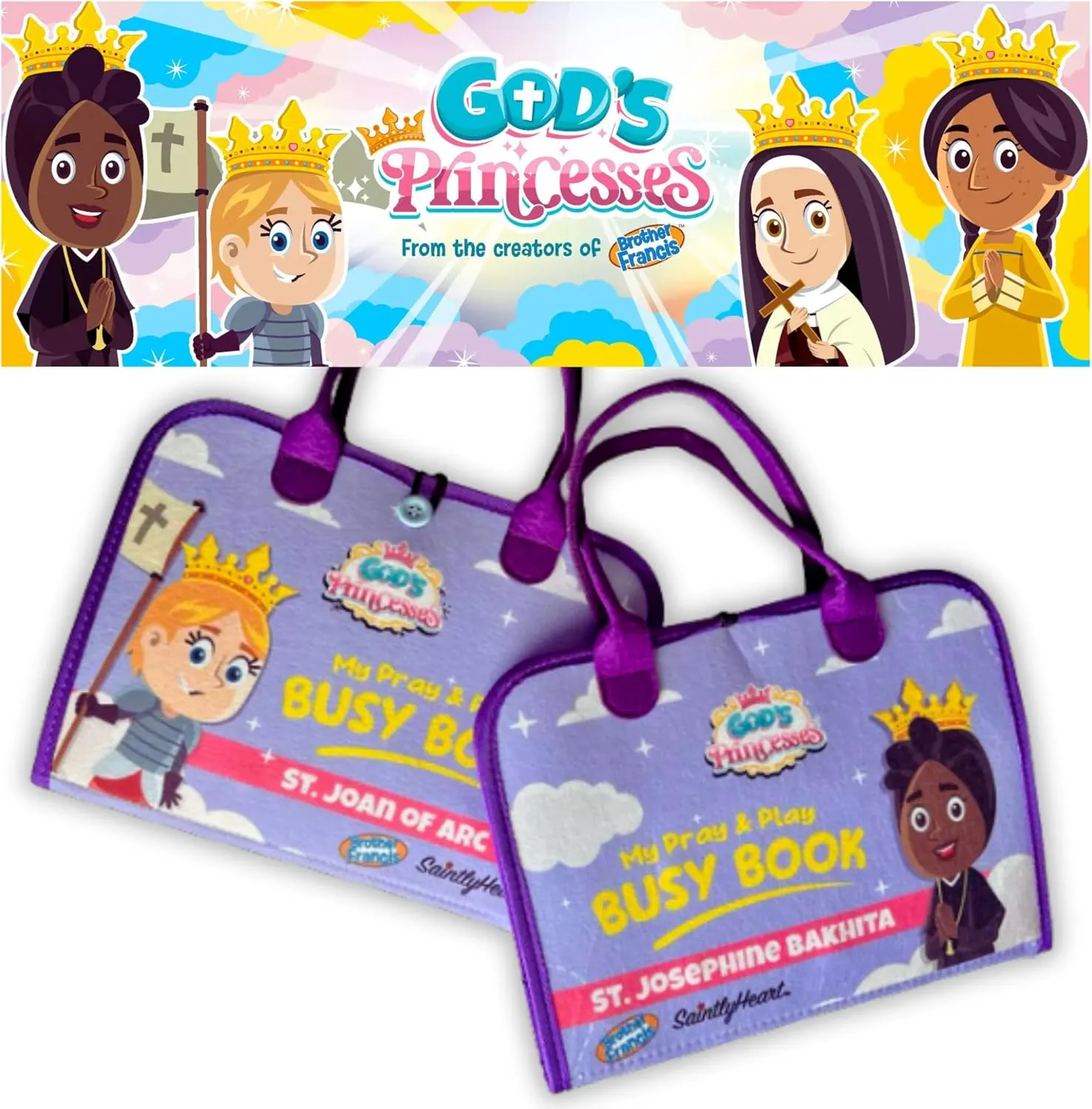 God’s Princesses - My Pray & Play Busy Book | Quiet Felt Activity Board Book for Catholic Children | St. Joan of Arc & St. Josephine Bakhita | Interactive Toy for Mass, Church, Travel