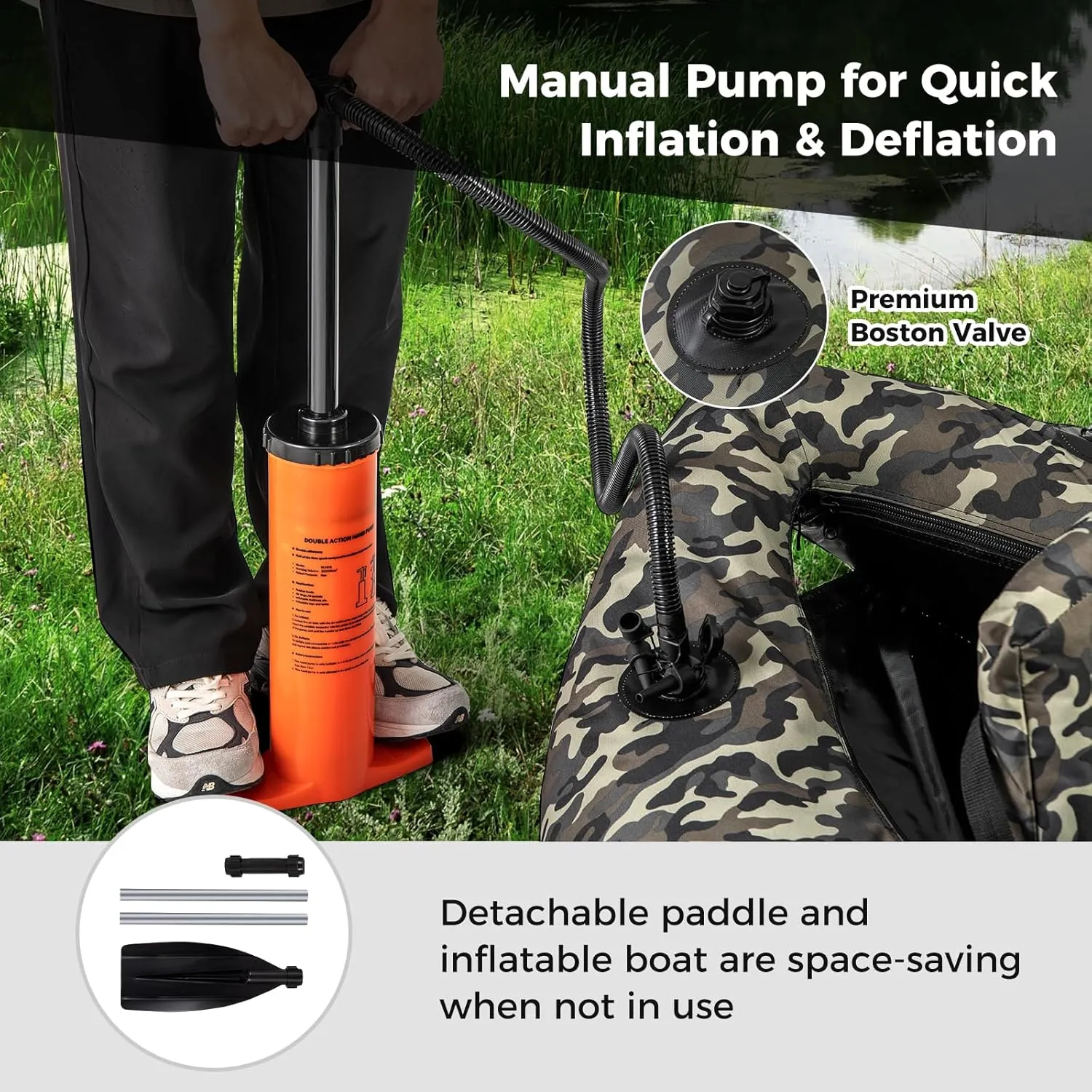 Goplus Inflatable Float Tube, Fishing Belly Boat with Fish Ruler, Pump, Storage Bag, Adjustable Straps, Fishing Float Tube for Angling, 350LBS Load Capacity