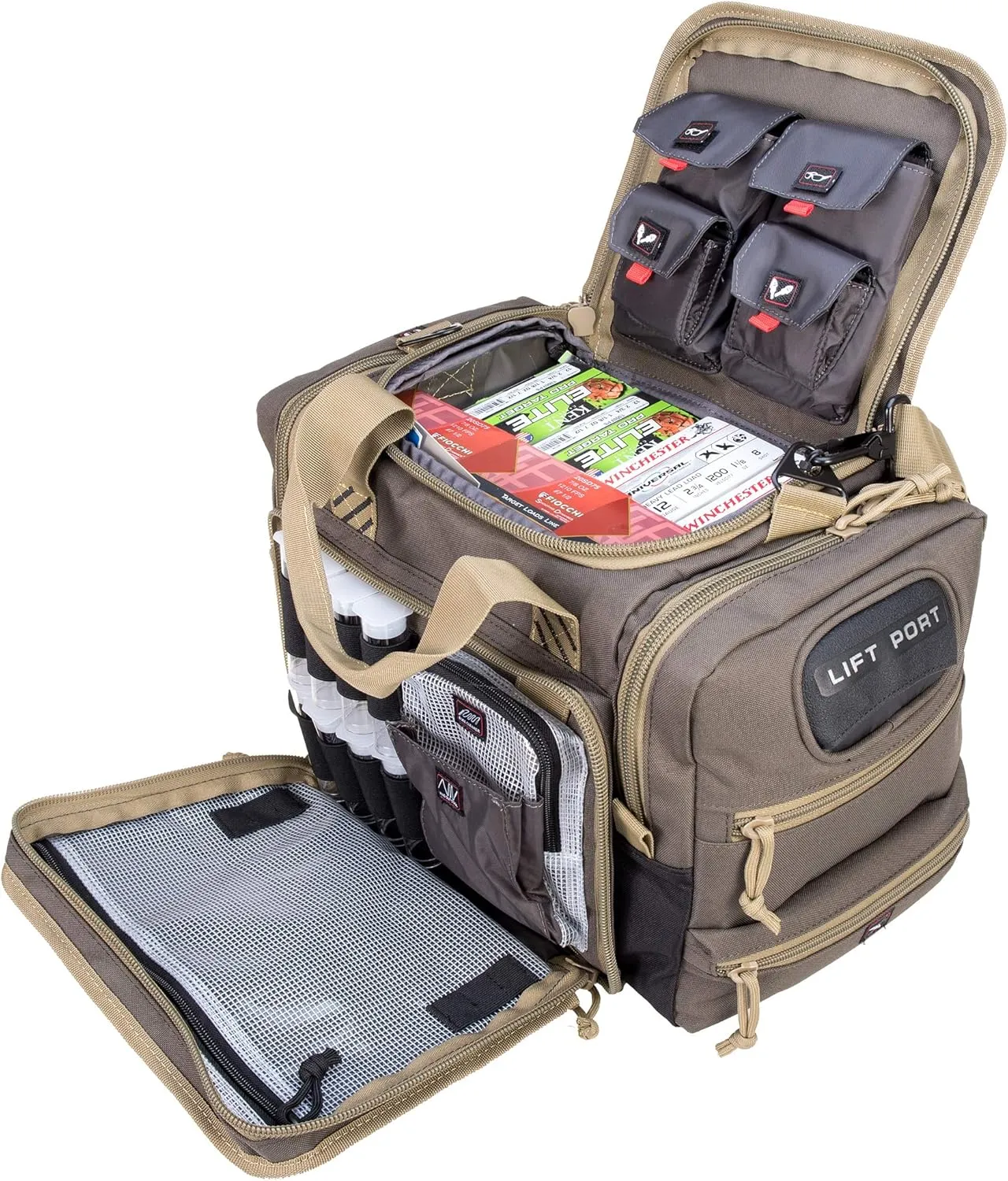 G.P.S. Sporting Clays Range Bag , Secure Ammo & Shooting Accessories Storage, Durable Waterproof Tactical Gear,Olive