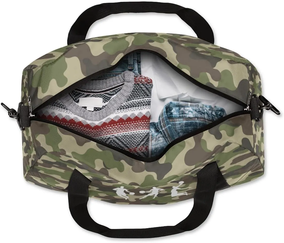 Green Camouflage Basketball Sports Custom Name Kids Duffel Bags Personalized Customized Gifts Sports Gym Bag Girls Dance Bag Overnight Weekender Sleepover Travel Tote Carry On Bag for Boys