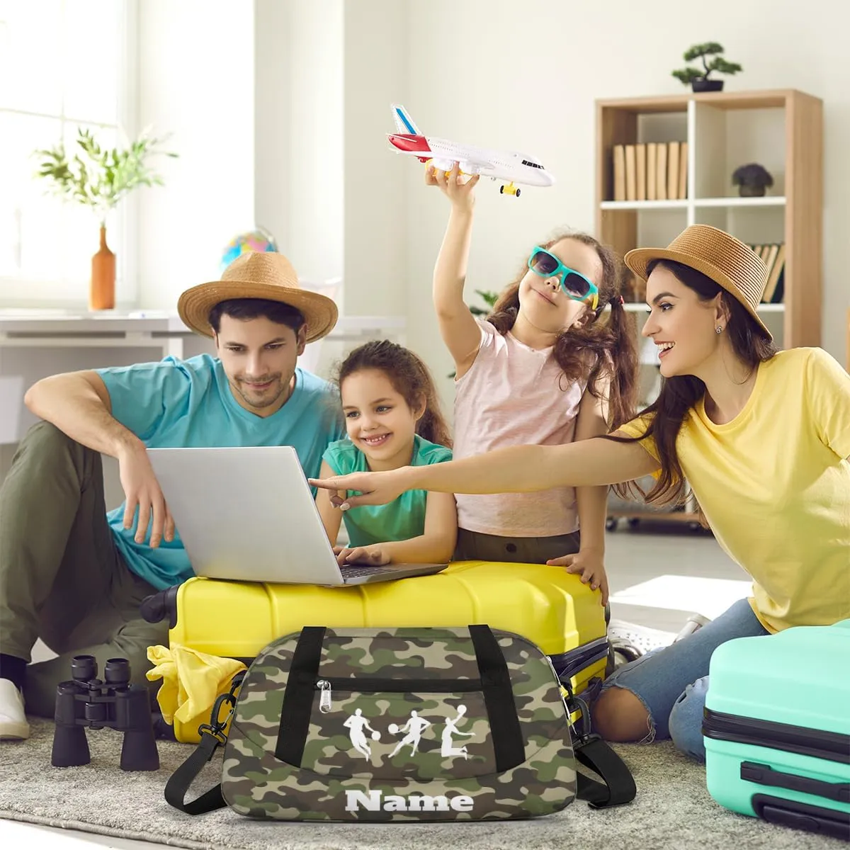 Green Camouflage Basketball Sports Custom Name Kids Duffel Bags Personalized Customized Gifts Sports Gym Bag Girls Dance Bag Overnight Weekender Sleepover Travel Tote Carry On Bag for Boys